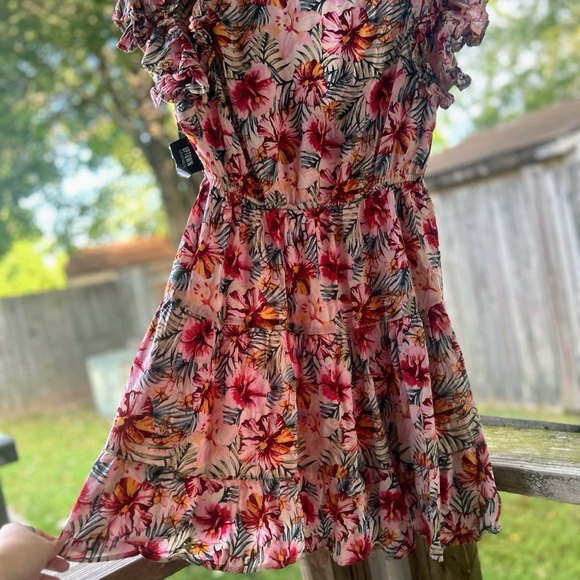 ANGIE pink tropical floral dress - Picture 3 of 7